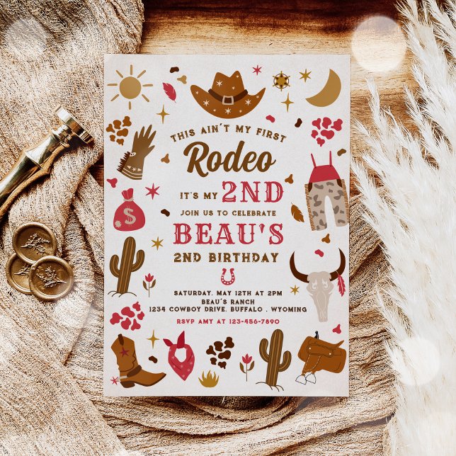 Second Rodeo Cowboy Wild West Birthday Party Invitation (Creator Uploaded)