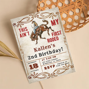 Second Rodeo Western Cowboy 2nd Birthday Invitation