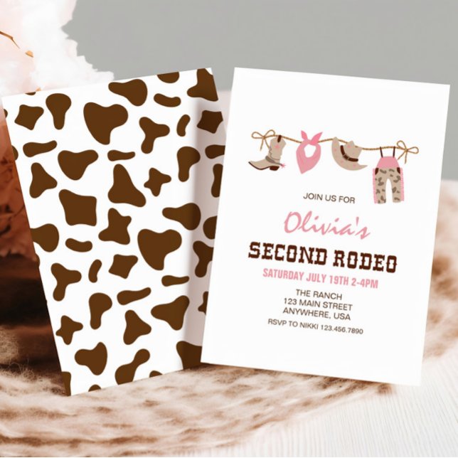 Second Rodeo Western Cowgirl 2nd Birthday Invitation (Creator Uploaded)