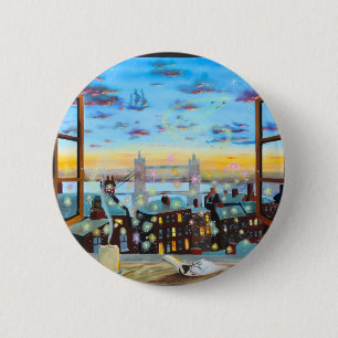 Second star to the right. Peter Pan inspired art 2 Inch Round Button