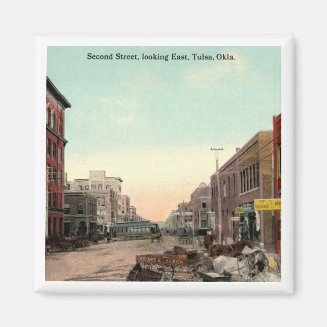 Second Street, Tulsa Oklahoma, c1910 Magnet (Front)