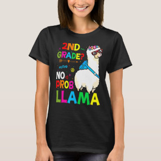 Second Team 2nd Grade Teacher Rainbow No Prob Llam T-Shirt