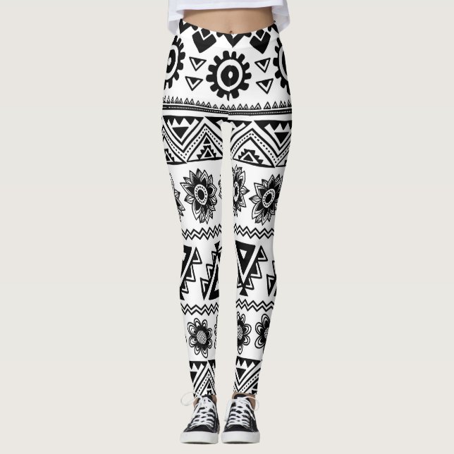 Second tribal ethnic, seamless pattern. leggings (Front)