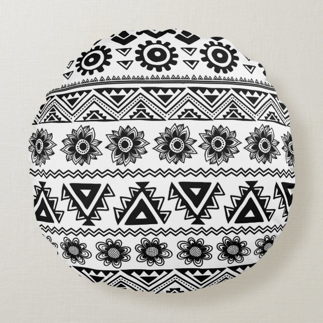 Second tribal ethnic, seamless pattern. round pillow (Front)