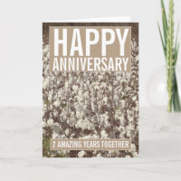 Second Wedding Anniversary Cotton Greeting