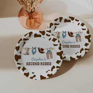 SecondRodeo Western Cowboy 2nd Birthday Paper Plat Plate