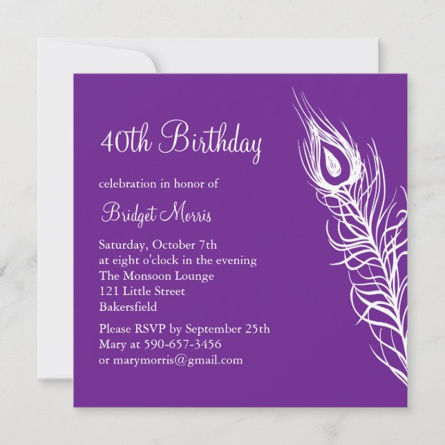 Secouez votre invitation d'anniversaire de plumes (Devant)