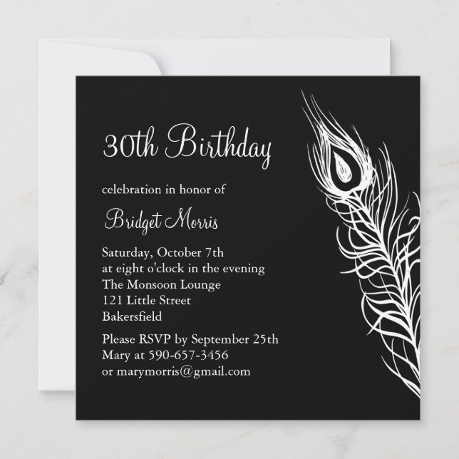 Secouez votre invitation d'anniversaire de plumes (Devant)