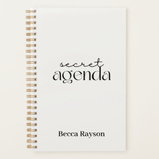Secret Agenda Noir et blanc Planificateur minimali