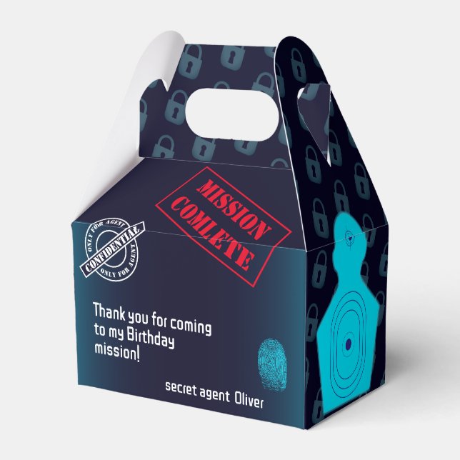 Secret agent Detective Spy Mystery Party Favor Box (Front Side)