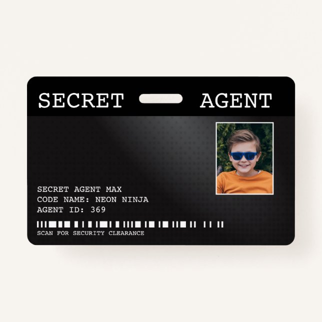 Secret Agent Spy Badge - BLACK (Front)