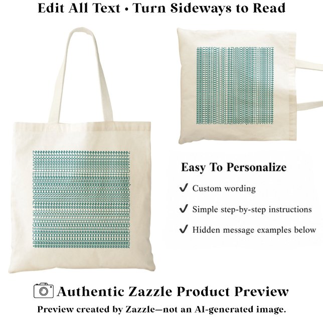 Secret Alphabet Pattern, Add A Message Teal Tote Bag (Creator Uploaded)