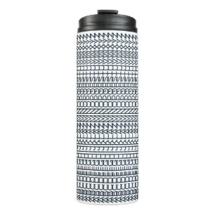 Secret Alphabet Pattern, Personalized Message Navy Thermal Tumbler