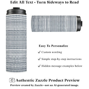 Secret Alphabet Pattern, Personalized Message Navy Thermal Tumbler