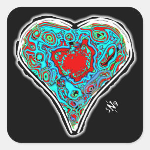 Secret anatomy of a red heart v1.1 square sticker