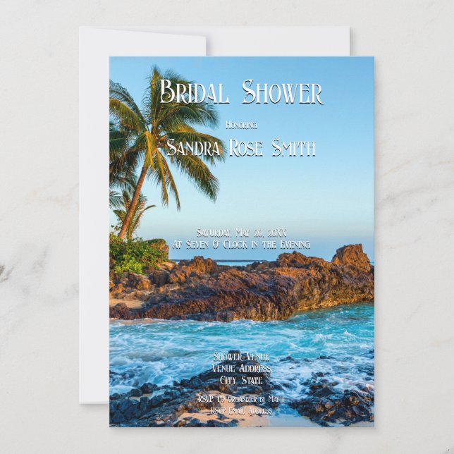 Secret Beach Maui, Tropical, Paradise, Wedding Invitation (Front)