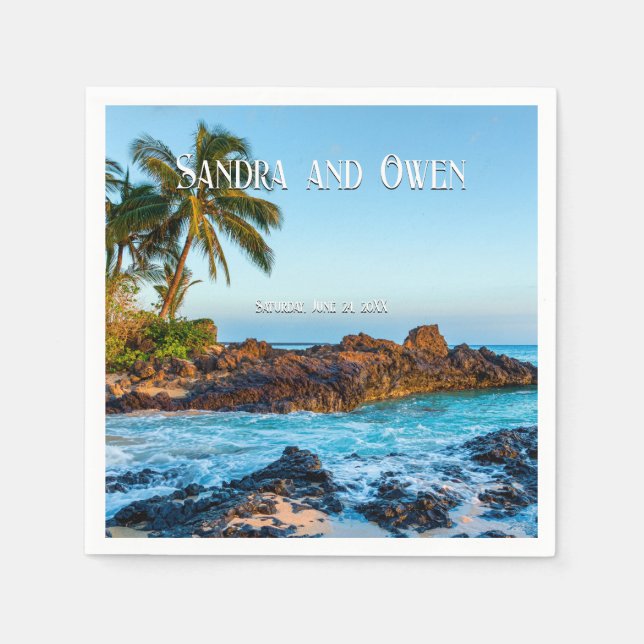 Secret Beach Maui, Tropical, Paradise, Wedding Napkin (Front)