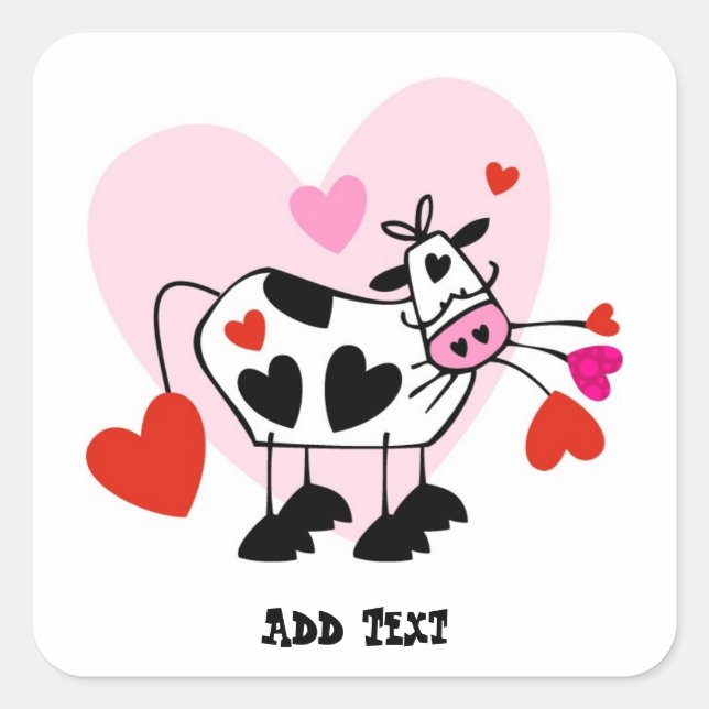 Secret Crush gift idea Love sick Cow Personalized Square Sticker (Front)