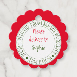 Secret delivery form Santa's stripe Christmas gift Favour Tags