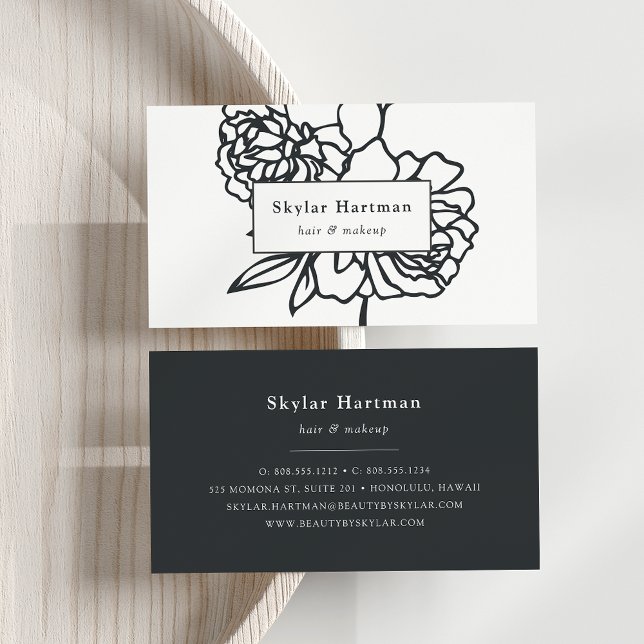 Secret Garden | Black and White Floral Business Card (Creator Uploaded)