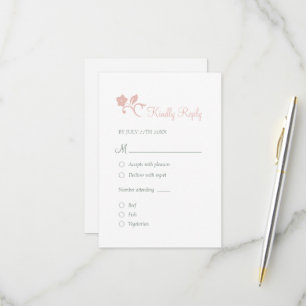 Secret Garden Blush Floral Lovebirds Wedding RSVP Card