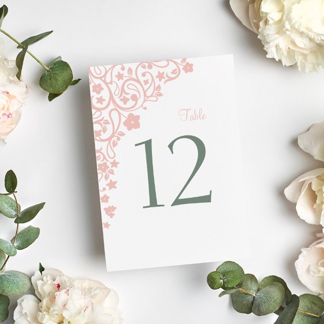 Secret Garden Blush Floral Mariage Numéro de table (Créateur téléchargé)