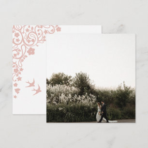 Secret Garden Blush Floral Square Photo Thank You