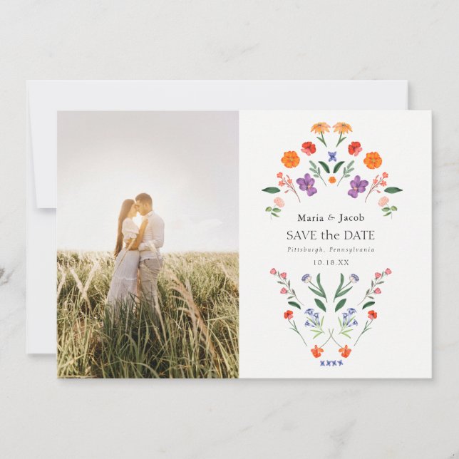 Secret Garden Boho Floral Wedding Save the Date (Front)