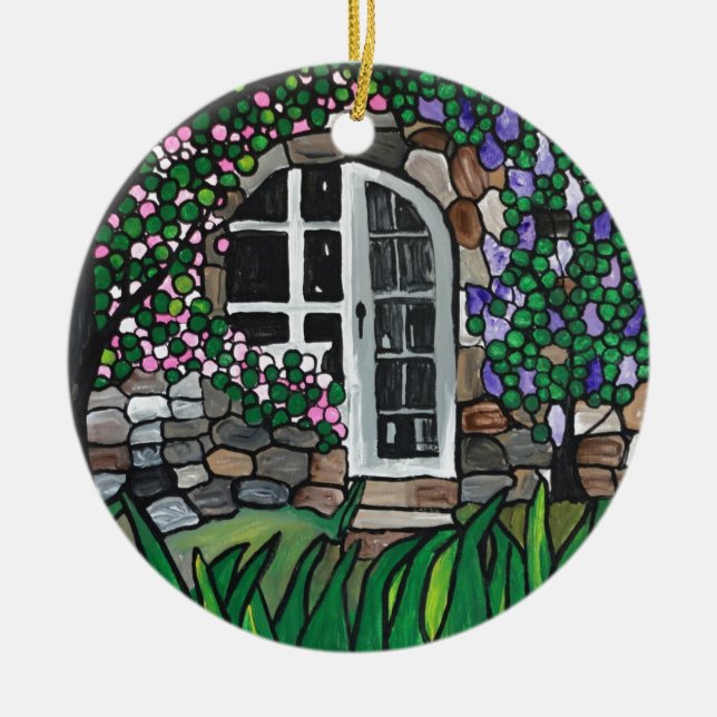 Secret garden door ceramic ornament (Front)
