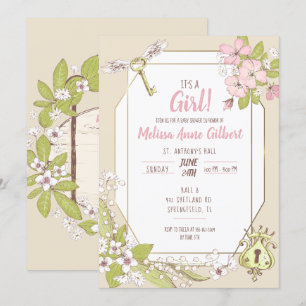 Secret Garden Girl Baby Shower Invitation