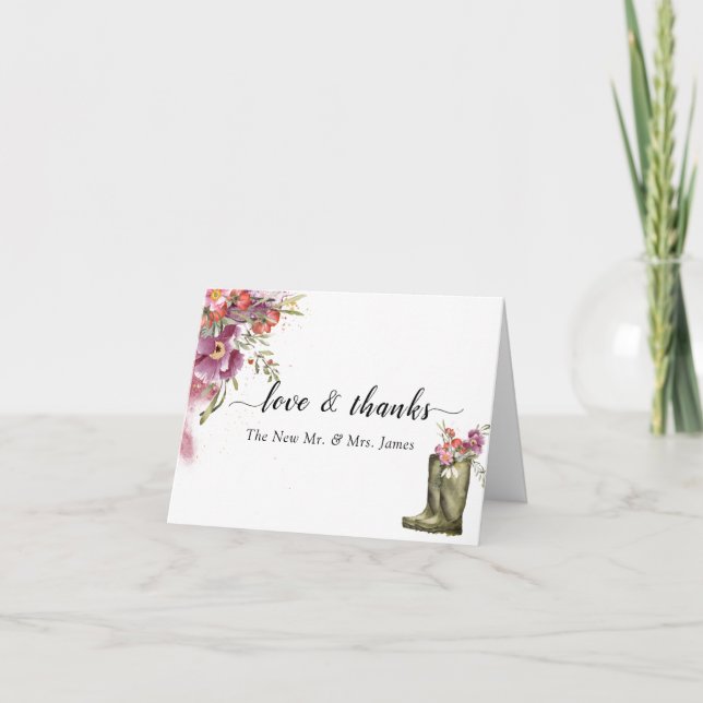 Secret Garden | Gold Confetti Elegant Floral  Thank You Card (Front)