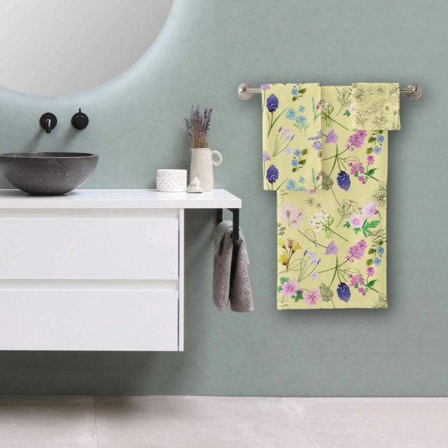Secret garden hand-painted flowers bath towel set (Secret garden hand-painted flowers bath towel set
)