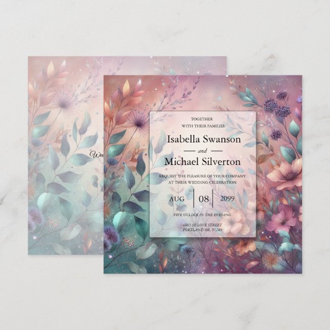 Secret Garden in Evening Glow Wedding Invitation (Front/Back)