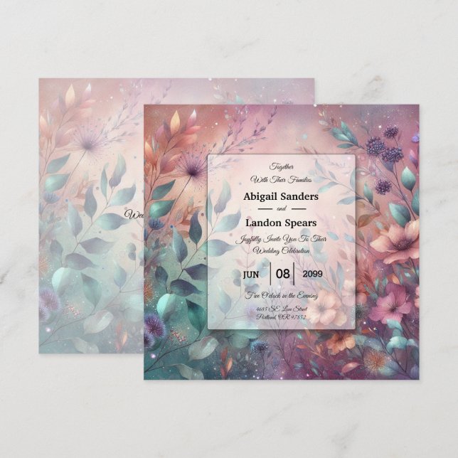Secret Garden in Evening Glow Wedding Invitation (Front/Back)