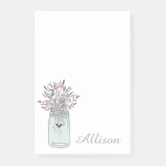 Secret Garden Mason Jar Personalized Post-it Notes