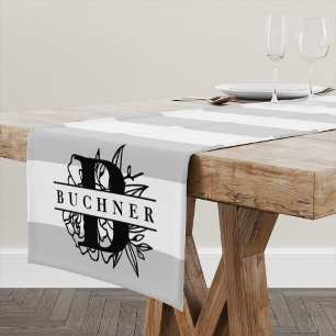 Secret Garden Monogram Stripe Short Table Runner