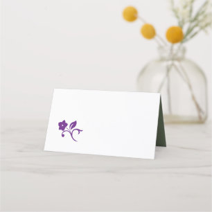 Secret Garden Purple Floral Sage Lovebirds Wedding Place Card
