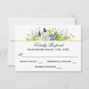 Secret Garden Rustic Wildflowers Wedding RSVP Card