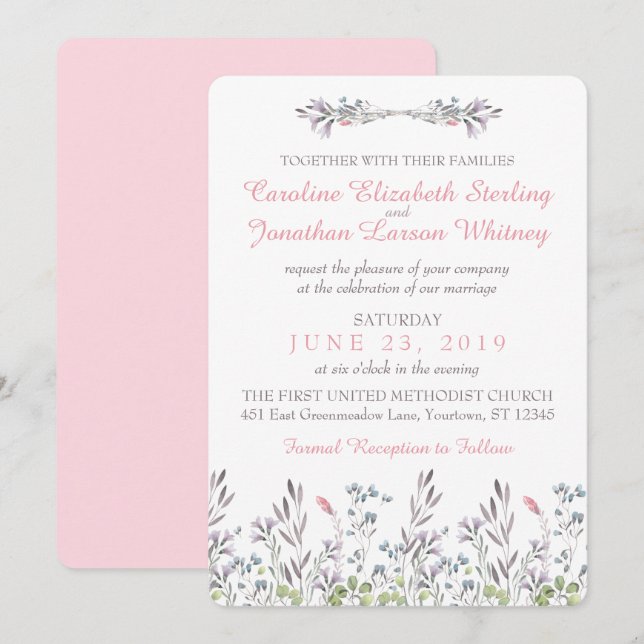 Secret Garden Watercolor Floral Invitation (Front/Back)