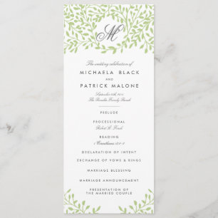 Secret Garden Wedding Programs - Green