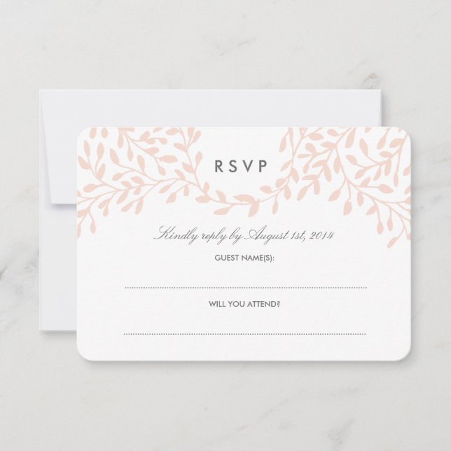 Secret Garden Wedding RSVP - Blush Card (Front)