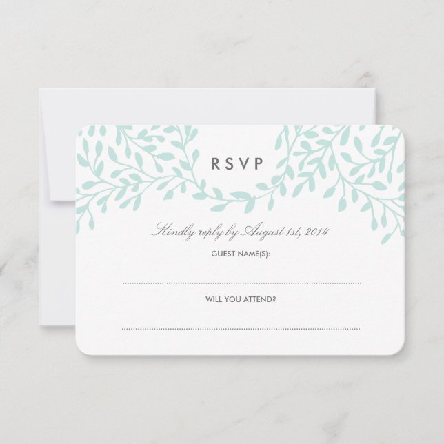 Secret Garden Wedding RSVP - Mint Card (Front)