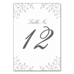 Secret Garden Wedding Table Number - Grey