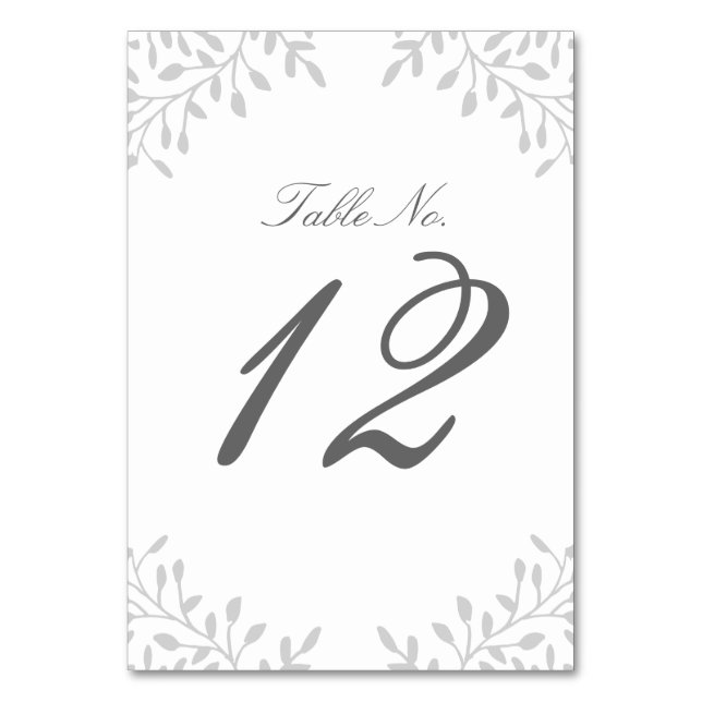 Secret Garden Wedding Table Number - Grey (Front)