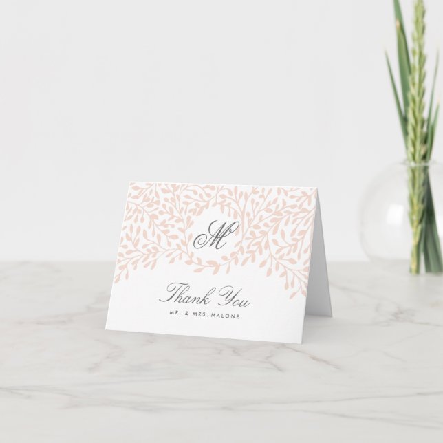 Secret Garden Wedding Thank You Card - Blush (Front)