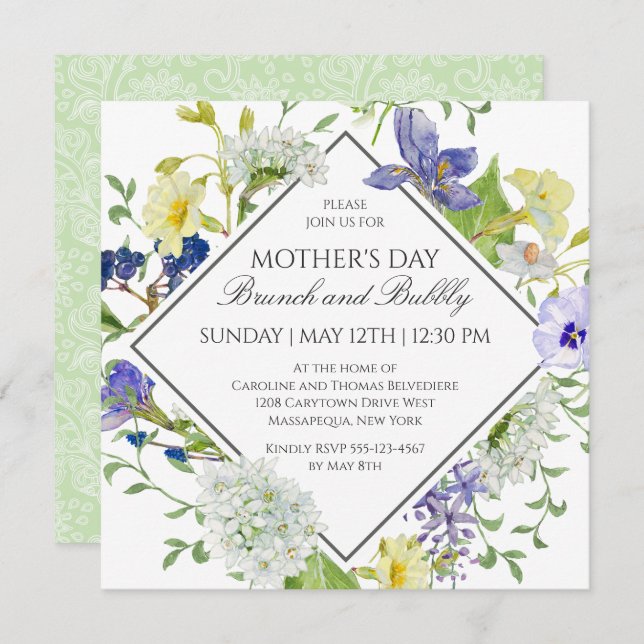 Secret Garden Wildflowers Mother's Day Brunch Invitation (Front/Back)