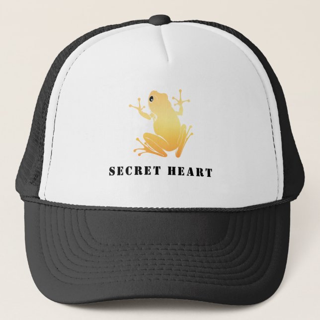 Secret Heart Gold Frog Custom Text Trucker  Hat (Front)