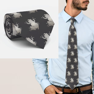 Secret Heart Silver Frog Minimalist Graphic Tie