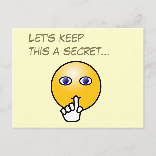 Secret hush emoticon surprise party invitation postcard (Front)