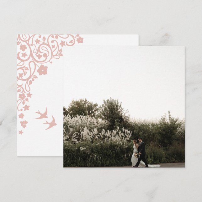 Secret Jardin Blush Floral Carré Photo Merci (Devant / Derrière)